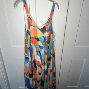 Nina Leonard NWT Sleeveless Handkerchief Geometric Print Dress